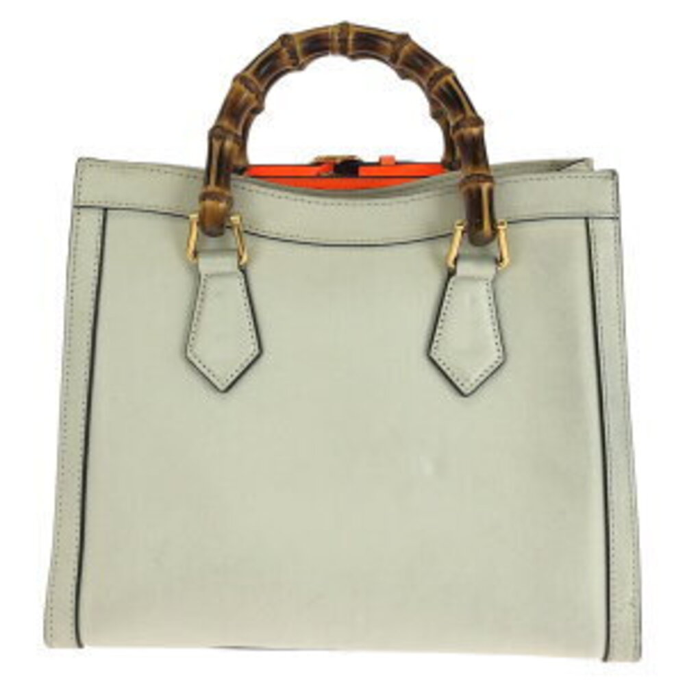 Gucci Shoulder Bag Bamboo Diana Tote White Leather